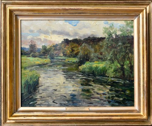 louis aston knight 18731948 stream in a landscape franco american oil painting - CATEGORY: ANTIQUE ART - DATED 1920
