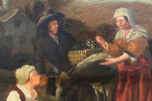 AFTER HENDRICK MOMMERS 16231693 HAARLEM VEGETABLE MARKET C1750 OIL PAINTING - ADDITIONAL PHOTO 2
