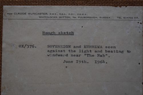 CLAUDE MUNCASTER 19031974 SOVEREIGN AND KURREWA AMERICAS CUP INTEREST OIL PAINTING - ADDITIONAL PHOTO 5