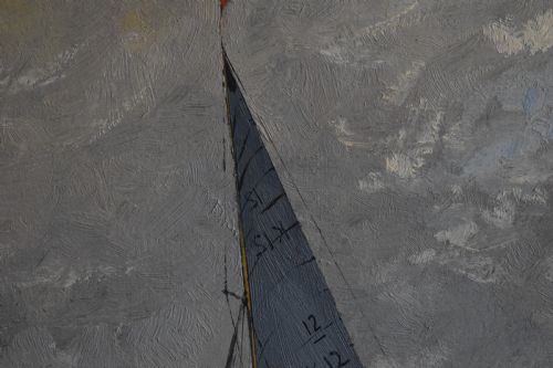 CLAUDE MUNCASTER 19031974 SOVEREIGN AND KURREWA AMERICAS CUP INTEREST OIL PAINTING - ADDITIONAL PHOTO 6