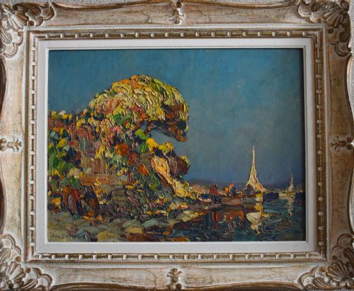 LOUIS PASTOUR 18761948 ART DECO 1928 FRENCH POST IMPRESSIONIST OIL PAINTING - ADDITIONAL PHOTO 1