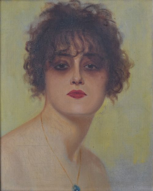 FRENCH ART DECO PORTRAIT 1920S OIL PAINTING - ADDITIONAL PHOTO 1