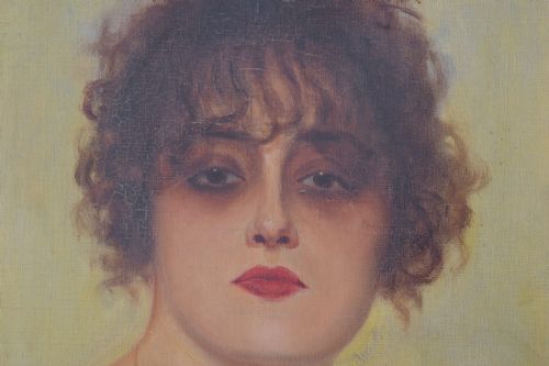 FRENCH ART DECO PORTRAIT 1920S OIL PAINTING - ADDITIONAL PHOTO 2