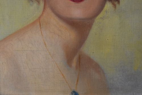 FRENCH ART DECO PORTRAIT 1920S OIL PAINTING - ADDITIONAL PHOTO 3