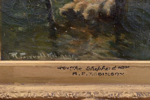 R PASQUALL ROBINSON SHEPHERD AT SUNSET C1890 VICTORIAN OIL PAINTING - ADDITIONAL PHOTO 3