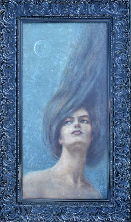 MONOGRAMMED TG LATE 19TH CENTURY SYMBOLIST PRERAPHAELITE OIL PAINTING - ADDITIONAL PHOTO 1
