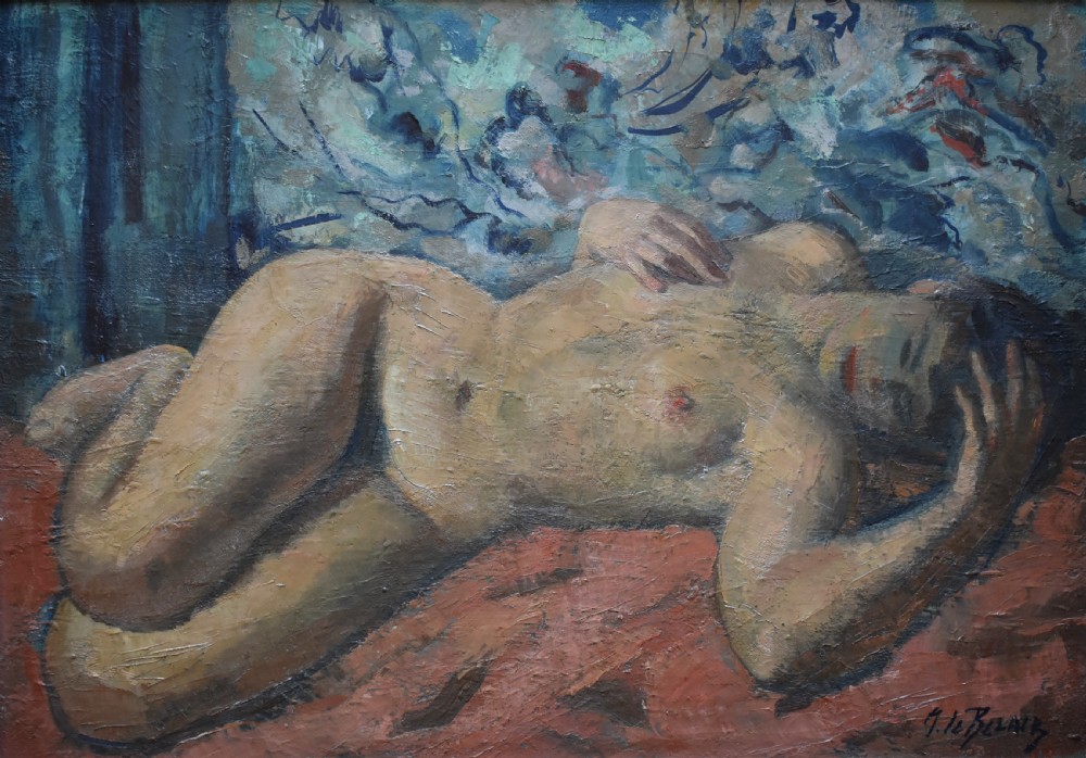 Pierre Mitiffiot DE BÉLAIR (1892-1956) Oil Painting Post Impressionist Nude View II