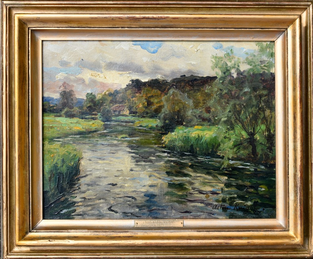 Louis Aston KNIGHT (1873-1948) Stream in a Landscape Franco American Oil Painting