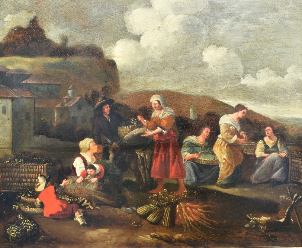 After Hendrick MOMMERS (1623-1693) Haarlem Vegetable Market c1750 Oil Painting View II