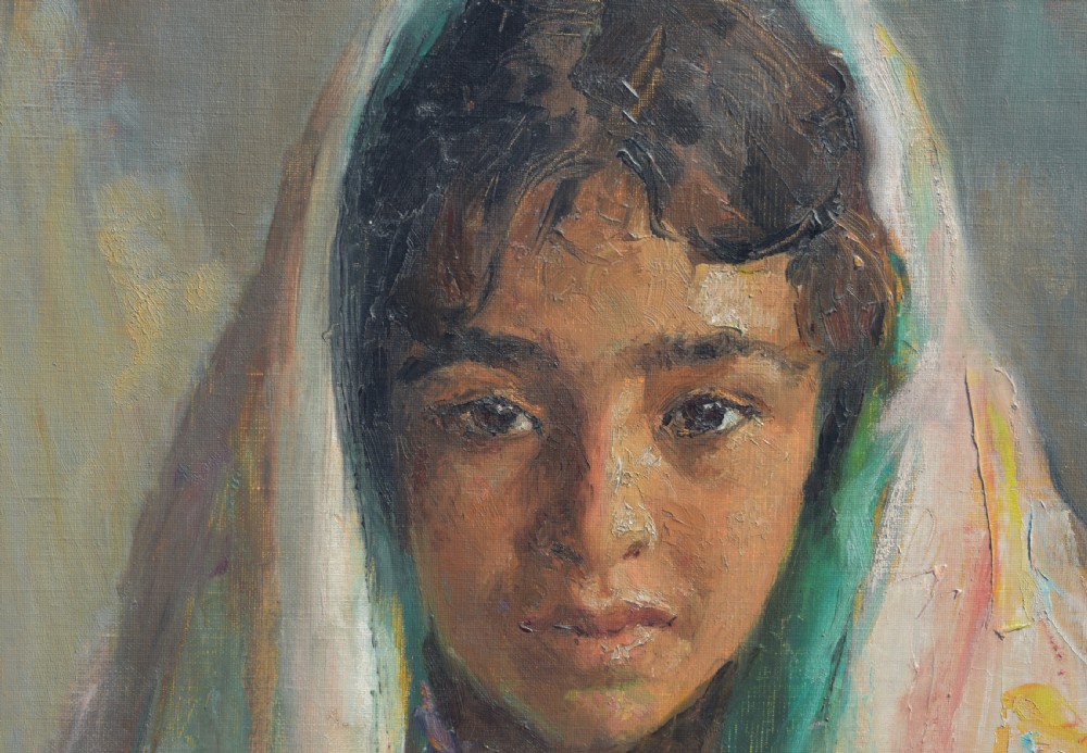 Raymond TELLIER (1897-1985) Orientalist Portrait Oil Painting View III