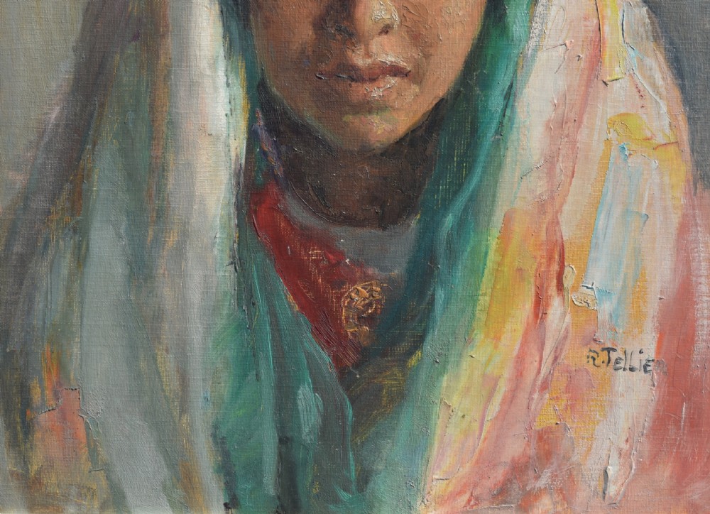 Raymond TELLIER (1897-1985) Orientalist Portrait Oil Painting View IV