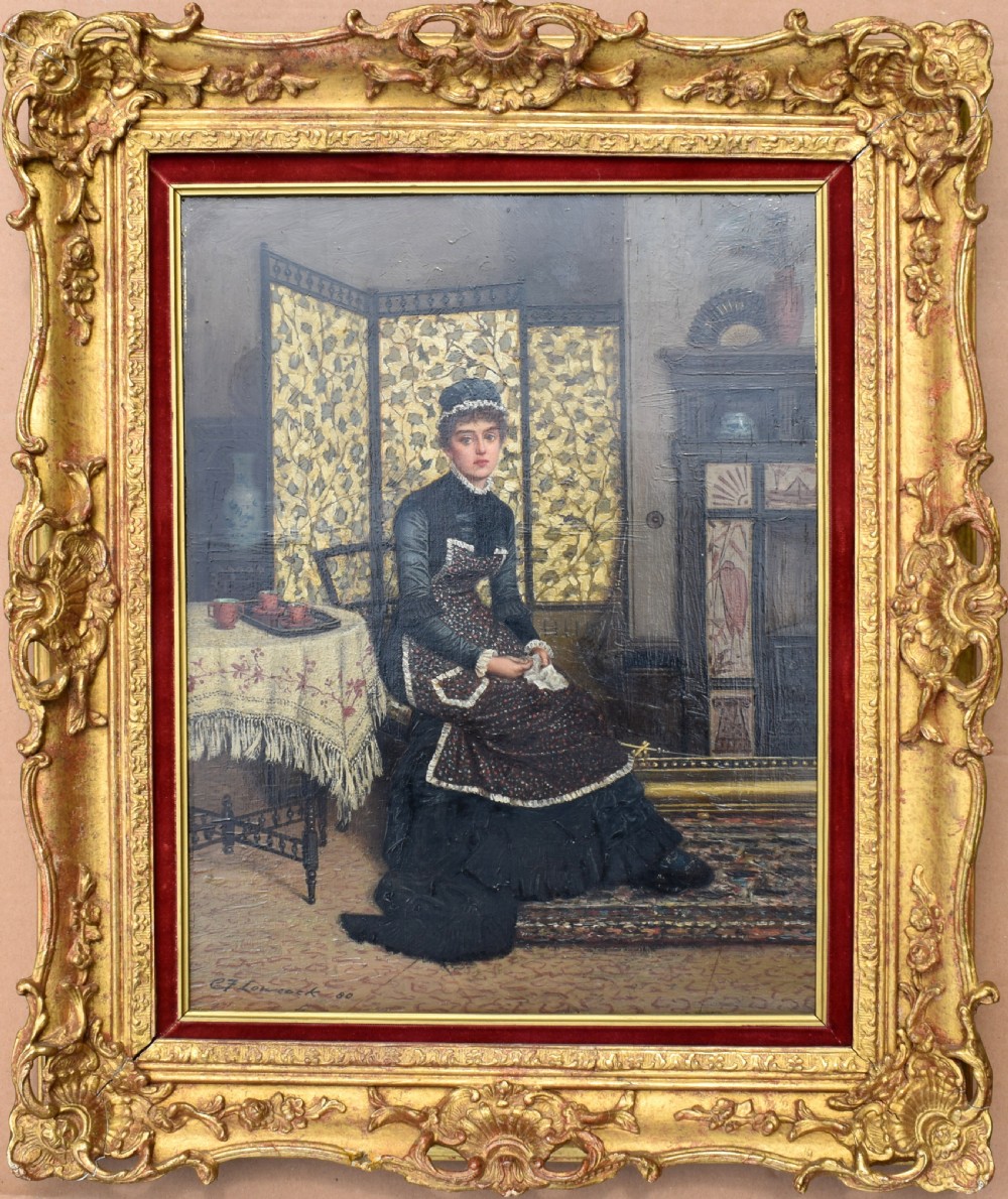 Charles Frederick LOWCOCK (1844-1925) Victorian Genre Oil Painting 1880.
