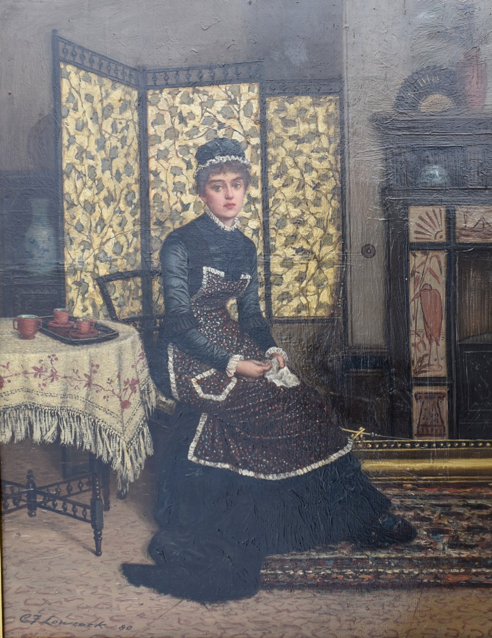 Charles Frederick LOWCOCK (1844-1925) Victorian Genre Oil Painting 1880.
 View VIII