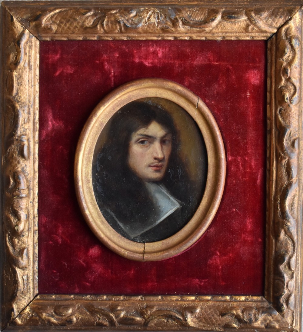 Circle of David des Granges (1611–1672), Oil on Copper Portrait Miniature, Dated 1660