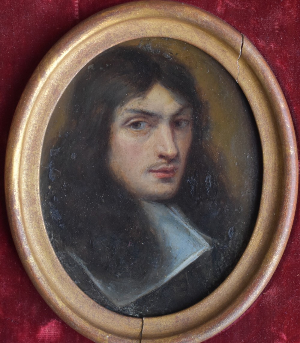 Circle of David des Granges (1611–1672), Oil on Copper Portrait Miniature, Dated 1660 View II