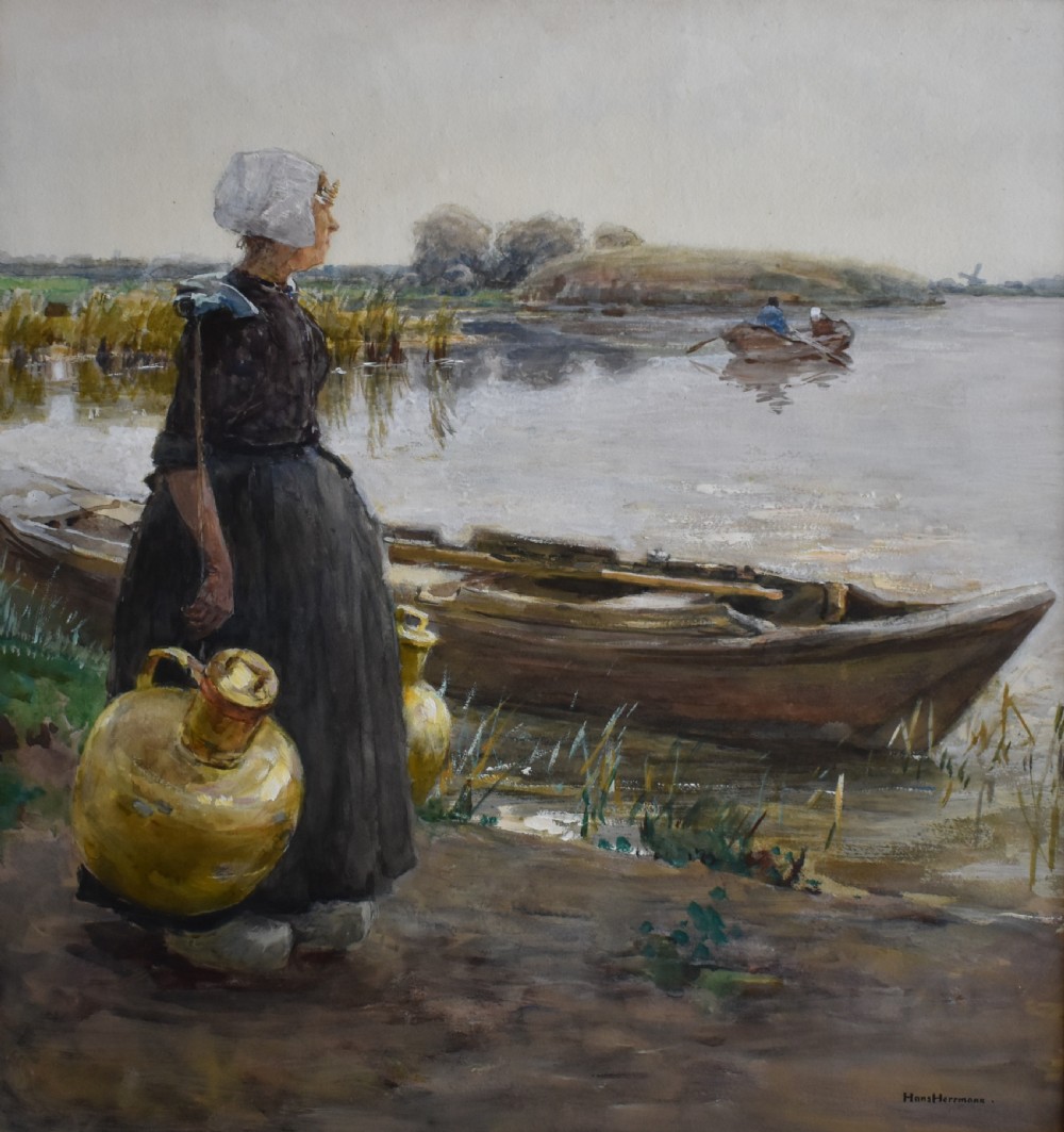 Hans HERRMANN (1858-1942) Watercolour Painting c1900 Dutch School View III