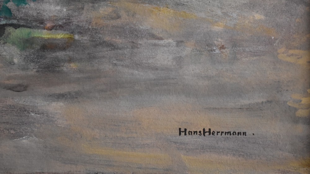 Hans HERRMANN (1858-1942) Watercolour Painting c1900 Dutch School View VI