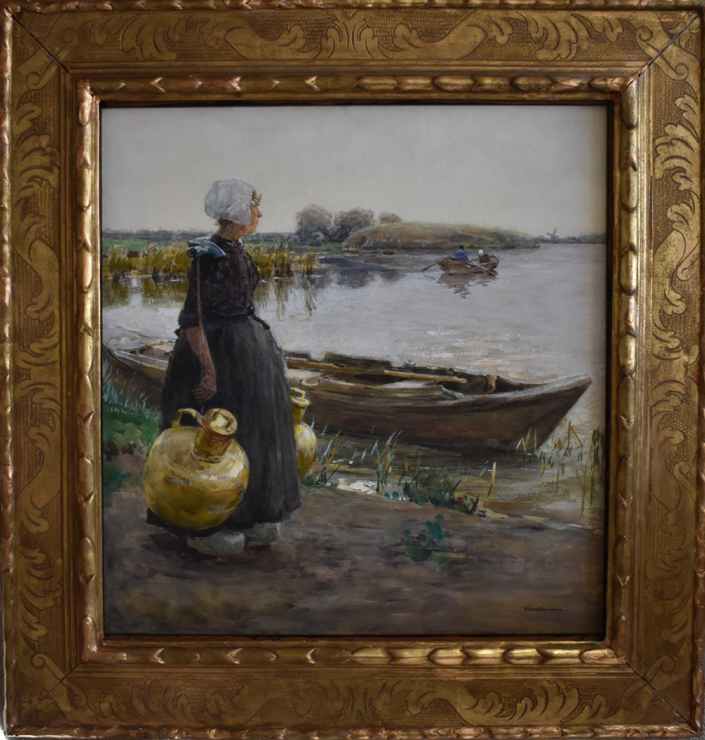 Hans HERRMANN (1858-1942) Watercolour Painting c1900 Dutch School View X