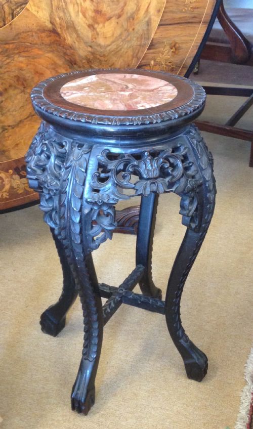 Chinese 19ct Carved Padouk Stand