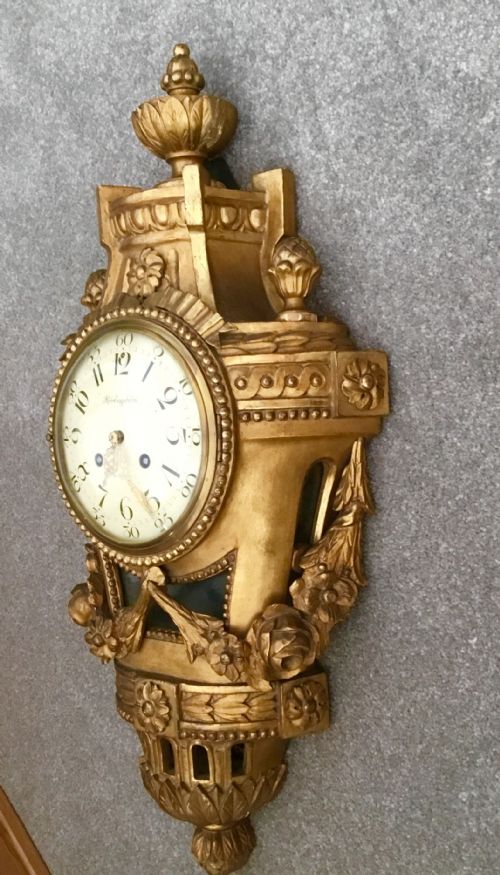 19th Century, Circa 1875. Swedish, Gilt, Cartel, Wall, Clock,