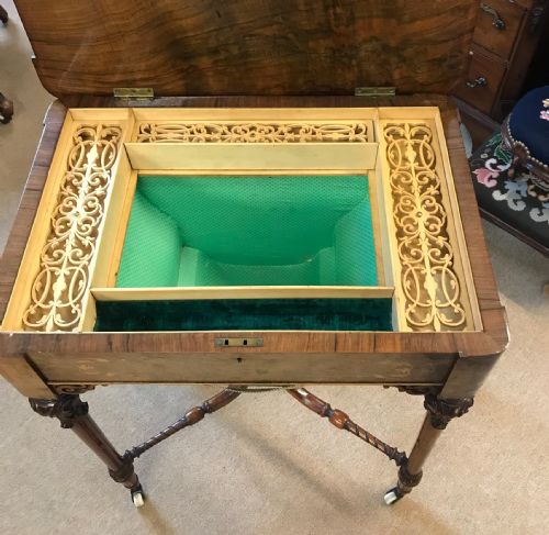 Victorian Inlaid Walnut Work Table