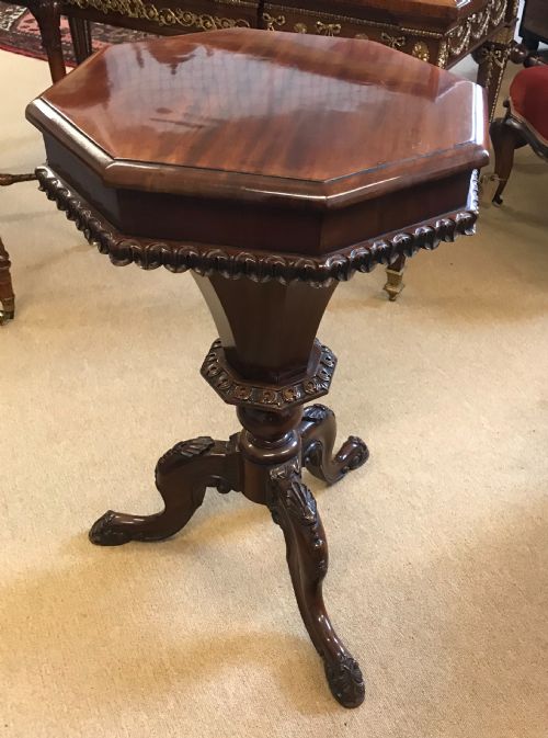Mahogany Work Table  with Detailed Carving