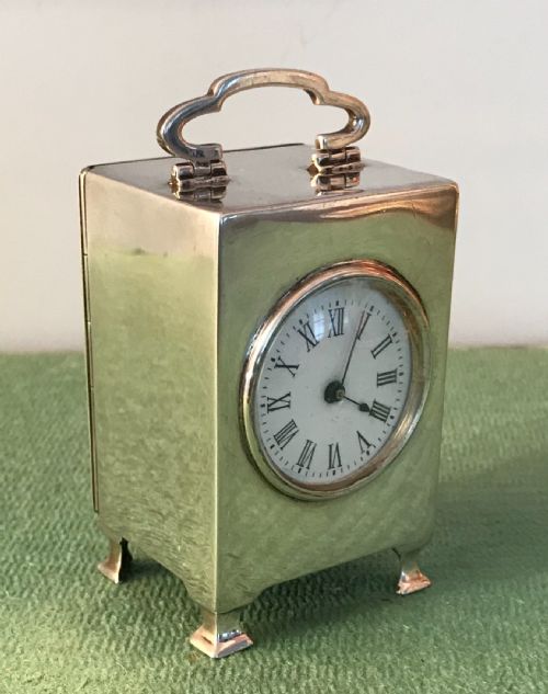  Solid silver hallmarked  miniature carriage clock circa 1910