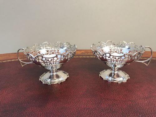 Pair Geo V Silver Sweet Meat Bowls