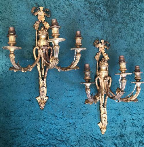 Most Ornate Pair of Wall Lights Circa 1900