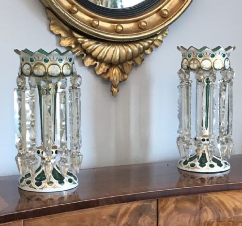 A Good and Large Pair of Victorian Lustres, Prism Drop, Lustres