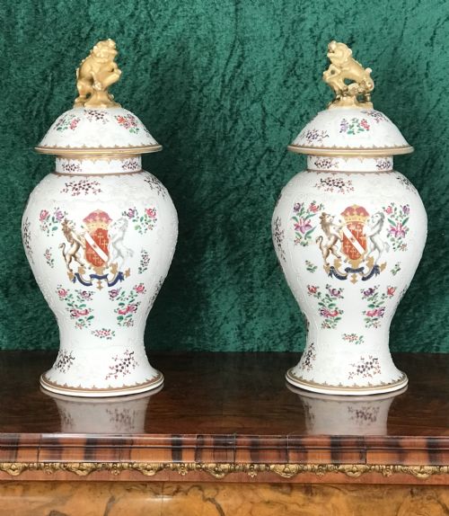 Fine Pair of Armorial  Vases  and Covers Circa 1900