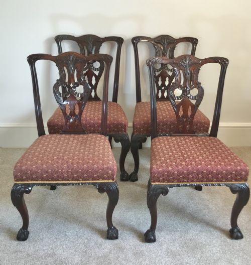 A Very Fine Set of 4 Mahogany, Dining, Chairs in the Manner of Chippendale by T. Wilson