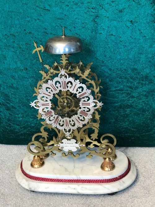 FINE 19TH CENTURY SKELETON CLOCK CIRCA 1875 STRIKING LIBRARY MANTELCLOCK - ADDITIONAL PHOTO 1