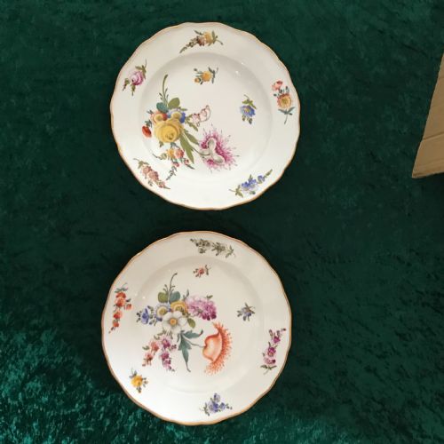 Exceptional Condition Pair of Hand Painted Meissen Plates Circa 1900