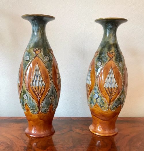 Pair of Doulton Stoneware Vases