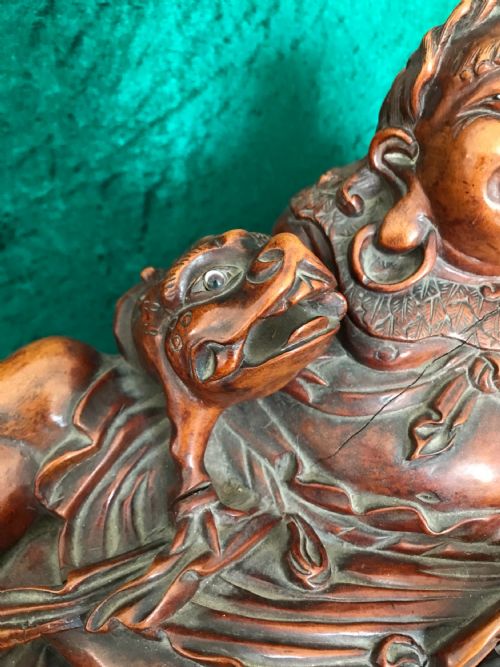 AN AMUSING RECLINING FIGURE OF A CORPULENT BUDDHA CHINESE SCULPTURE CIRCA 1900 - ADDITIONAL PHOTO 2
