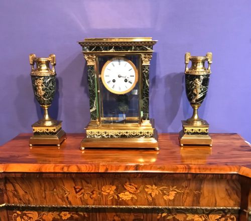 Victorian Eight-day Mantle Clock. Garnitur, Circa 1875