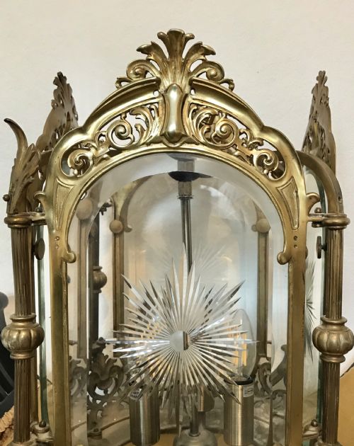 SUPERB QUALITY 4 GLASS HALL LANTERN CHANDELIER CEILING LIGHT - ADDITIONAL PHOTO 3