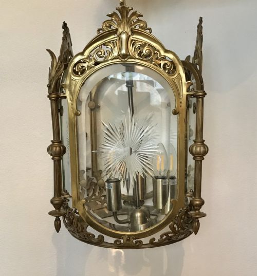 SUPERB QUALITY 4 GLASS HALL LANTERN CHANDELIER CEILING LIGHT - ADDITIONAL PHOTO 4