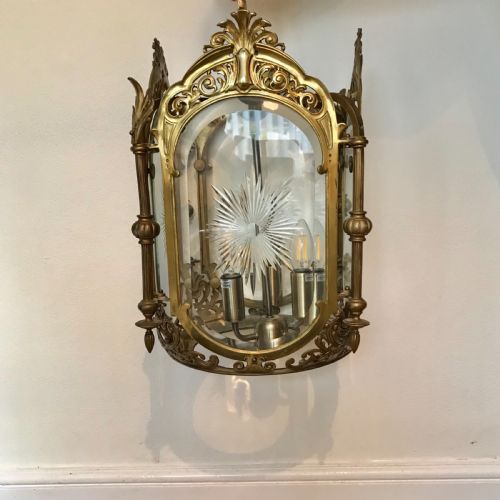 SUPERB QUALITY 4 GLASS HALL LANTERN CHANDELIER CEILING LIGHT - ADDITIONAL PHOTO 5