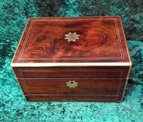 Victorian Brass Bound Jewellery/vanity Box Circa 1875