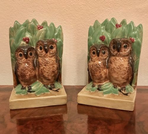 Doulton Lambeth Owl Bookends