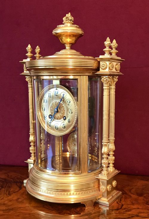 French.mantle, Four Glass, Library Clock Circa 1875
