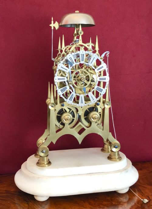 19th Century Double Fusee Repeating Skeleton Clock Circa 1860
