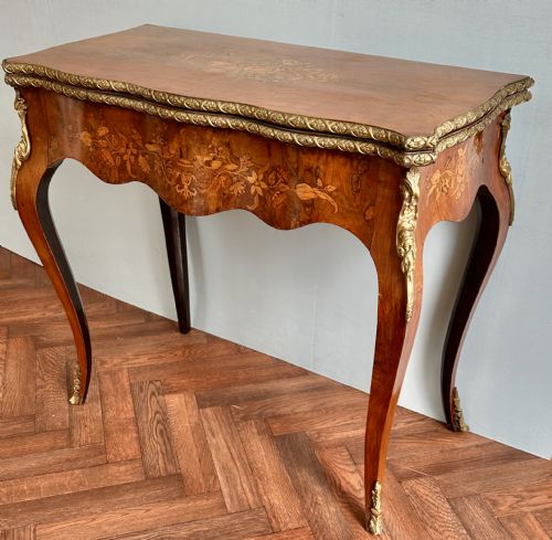 Card Table Circa 1870 Finely Inlaid with Floral Marquetry. Useful, Tea Table. Or,side Table..

