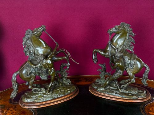 Bronze Pair of Marley Horses, Circa 1875. Equestrian Figures.