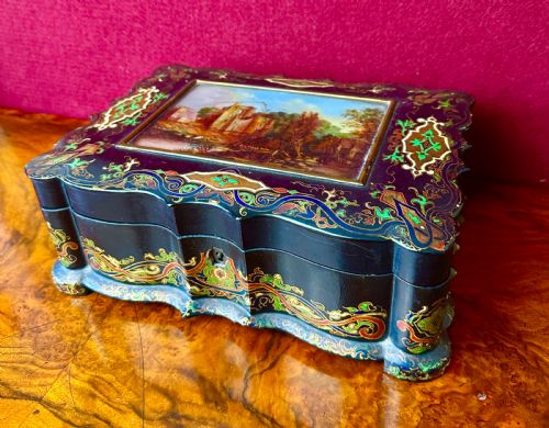 Victorian Sewing/work Box Circa 1875. Papier-mache. Work  Box.