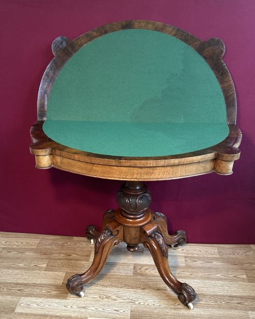 EXCEPTIONAL QUALITY BURR WALNUT VICTORIAN CARD TABLE CIRCA 1875 FOLD OVER GAMES TABLE - ADDITIONAL PHOTO 9