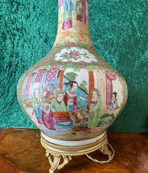 fig 1. Chinese Canton vase converted to a lamp. circa 1880.