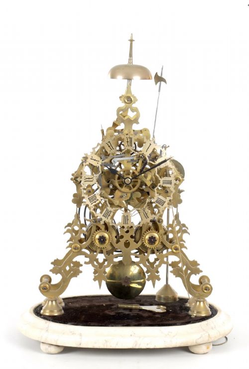 19th Century Double Fusee Skeleton , Clock